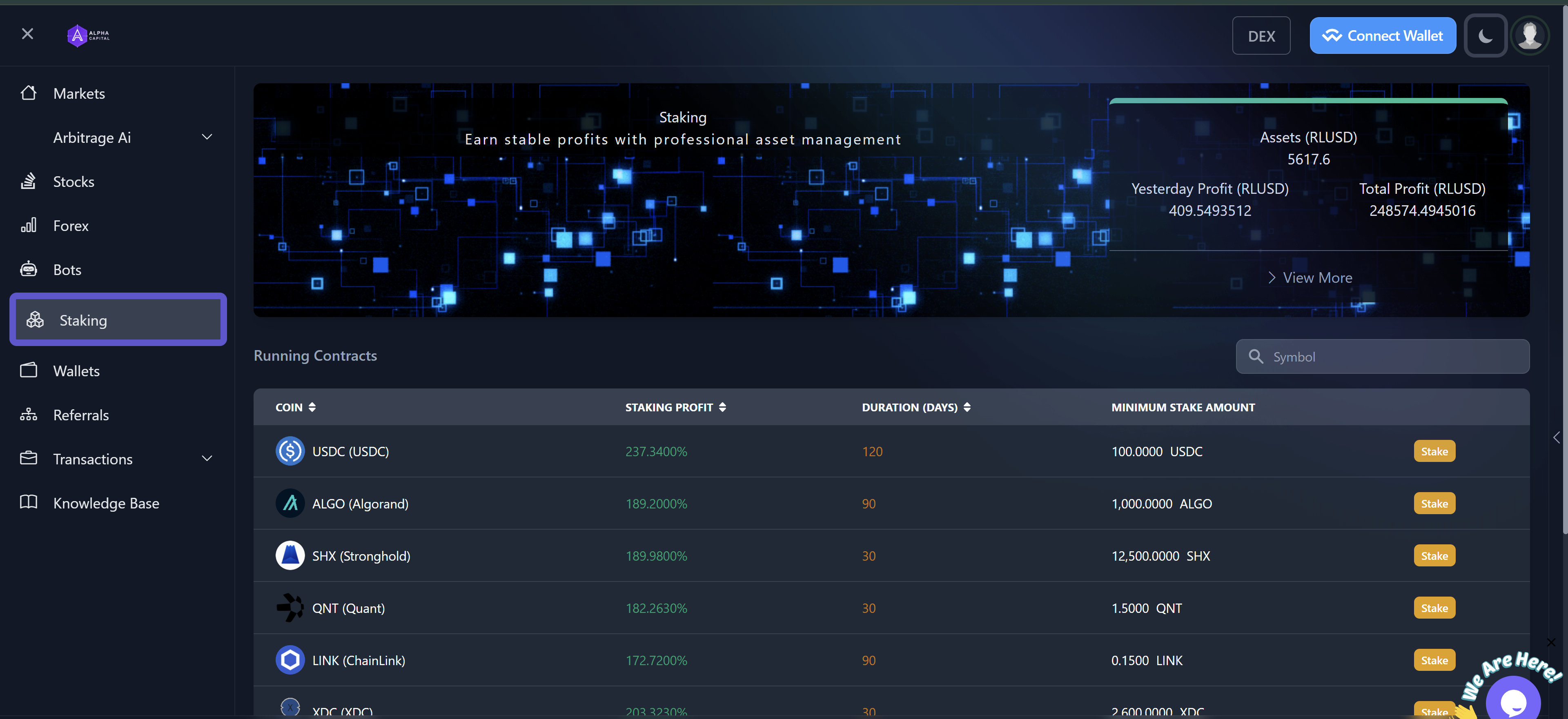 Account setup screen